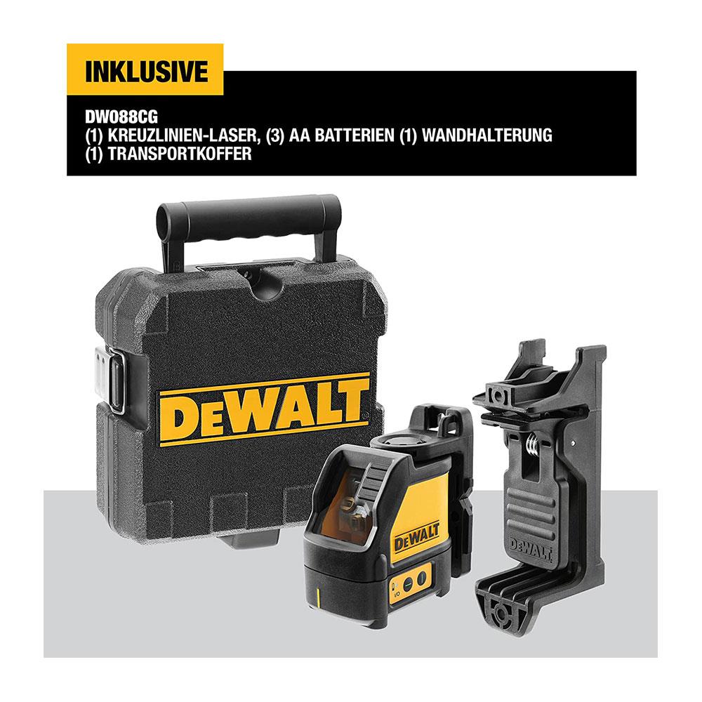 Dewalt 2-Way Self Levelling Cross Line Green Laser With Battery Carry Case And Mounting Bracket - Black/Yellow Secondary image