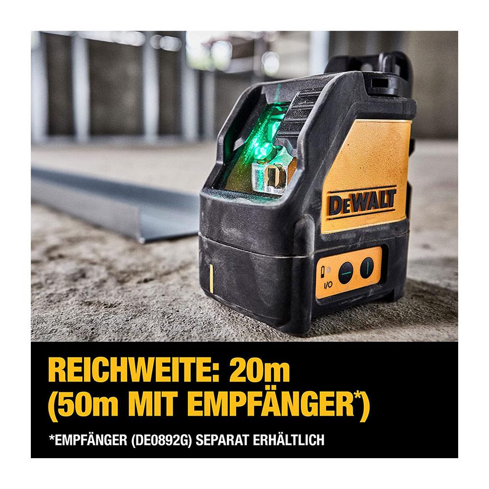 Dewalt 2-Way Self Levelling Cross Line Green Laser With Battery Carry Case And Mounting Bracket - Black/Yellow