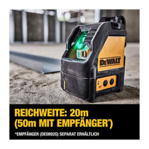 Dewalt 2-Way Self Levelling Cross Line Green Laser With Battery Carry Case And Mounting Bracket - Black/Yellow