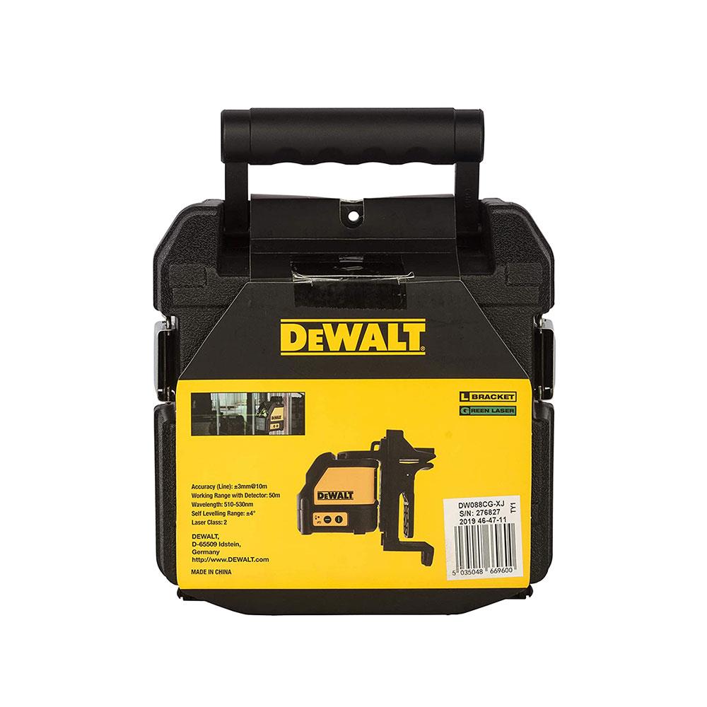 Dewalt 2-Way Self Levelling Cross Line Green Laser With Battery Carry Case And Mounting Bracket - Black/Yellow