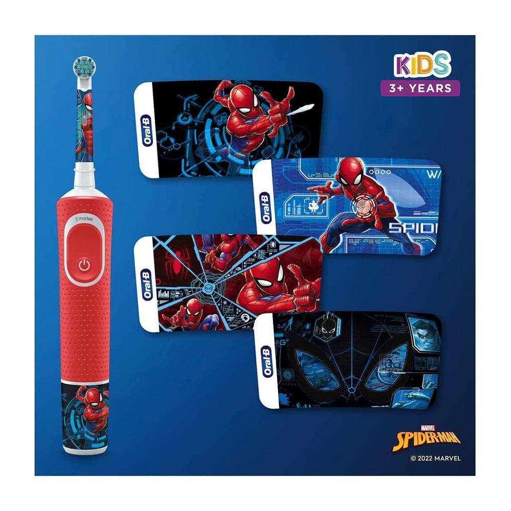 Oral-B Marvel Spiderman Kids Electric Toothbrush For Ages 3+ 2 Modes Exclusive Travel Case - Red