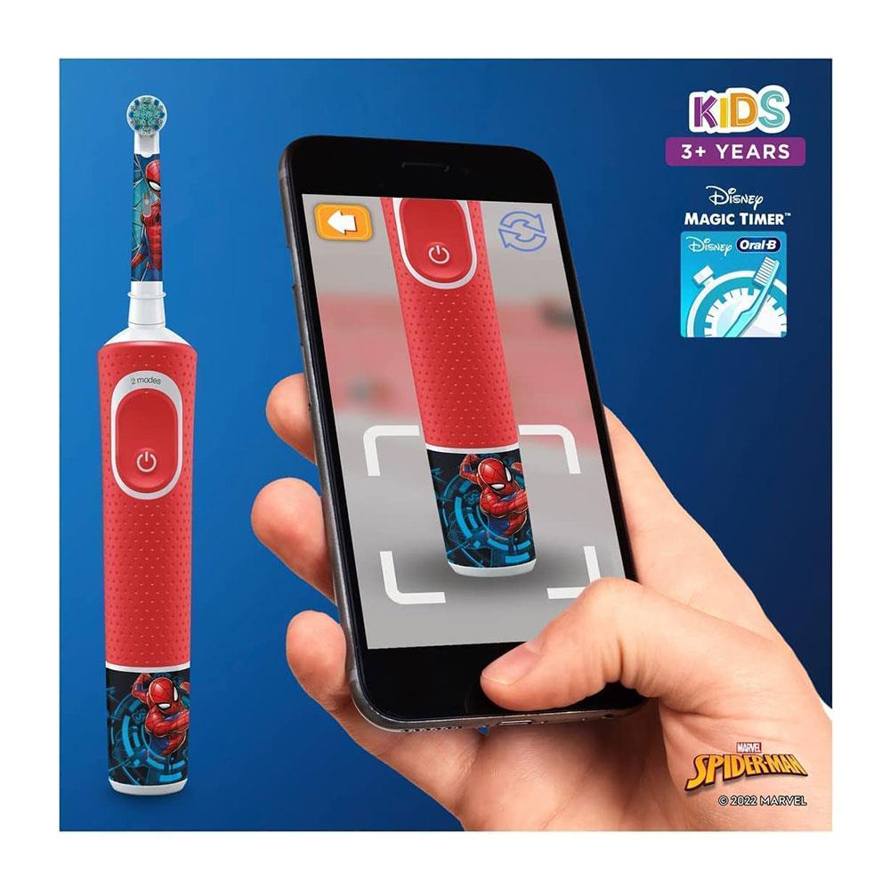 Oral-B Marvel Spiderman Kids Electric Toothbrush For Ages 3+ 2 Modes Exclusive Travel Case - Red