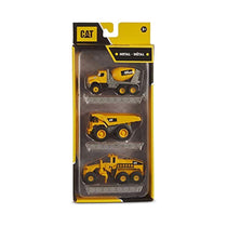 CAT Construction Metal Die Cast Vehicles 3 Pack Cement Mixer Dump Truck Road Grader - Yellow/Black
