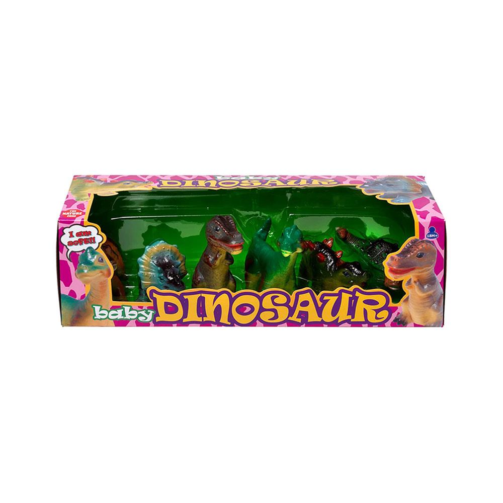 Peterkin Baby Dinosaur Playset Soft Squeezy Dinosaurs Figures Toys 6 Piece Set - Multicolour