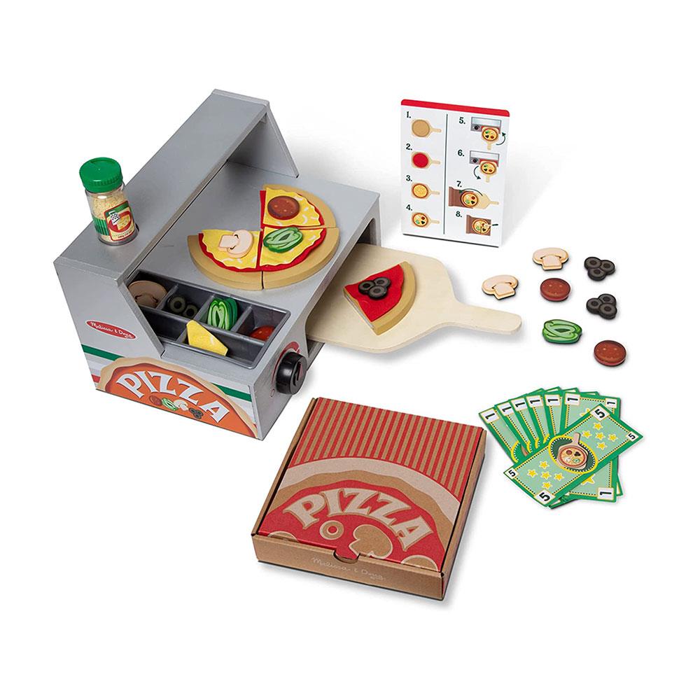 Melissa & Doug Top And Bake Pizza Counter Wooden Play Food Sets - Multicolor