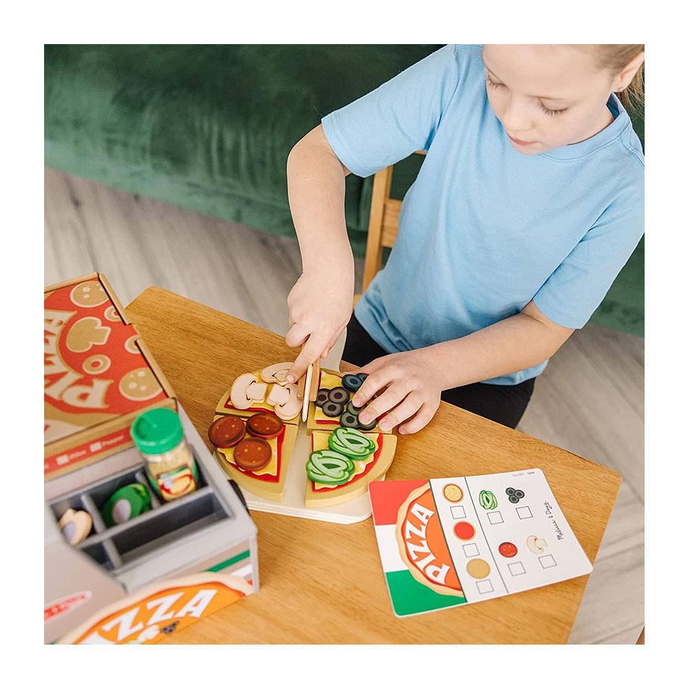 Melissa & Doug Top And Bake Pizza Counter Wooden Play Food Sets - Multicolor
