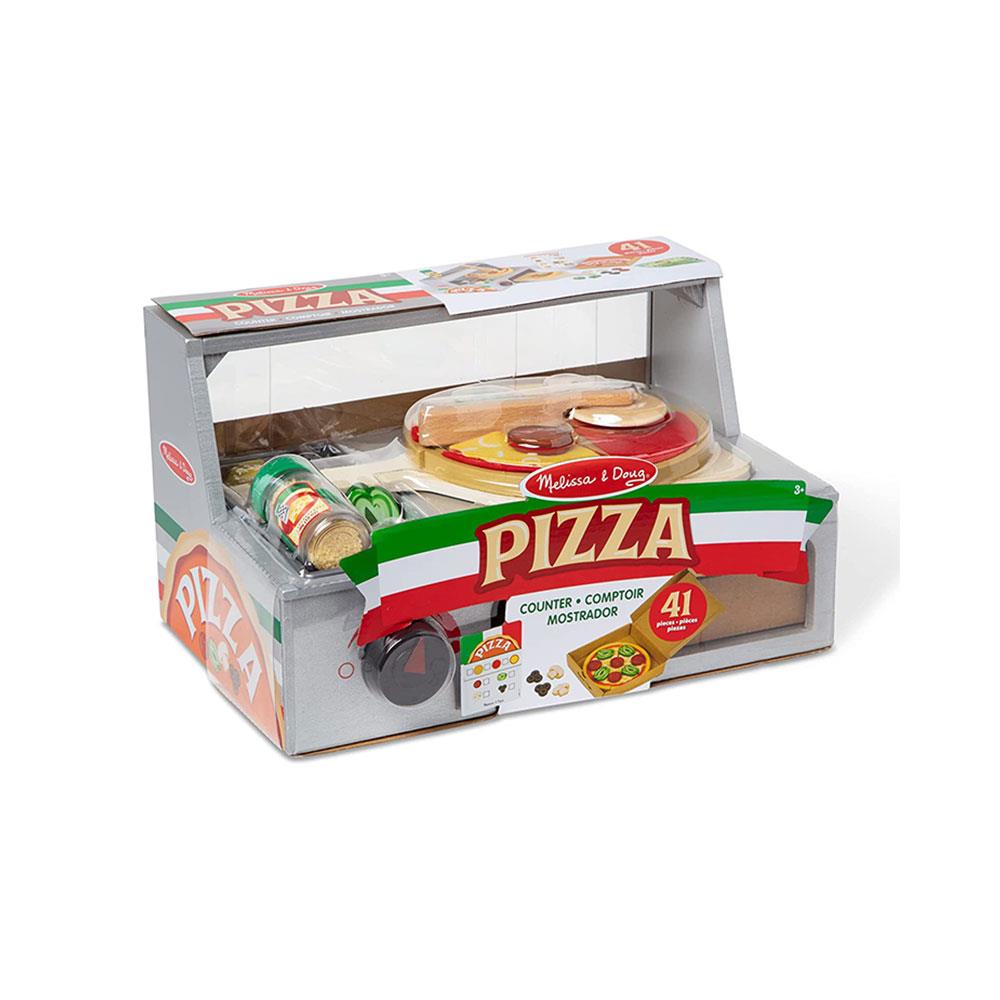Melissa & Doug Top And Bake Pizza Counter Wooden Play Food Sets - Multicolor