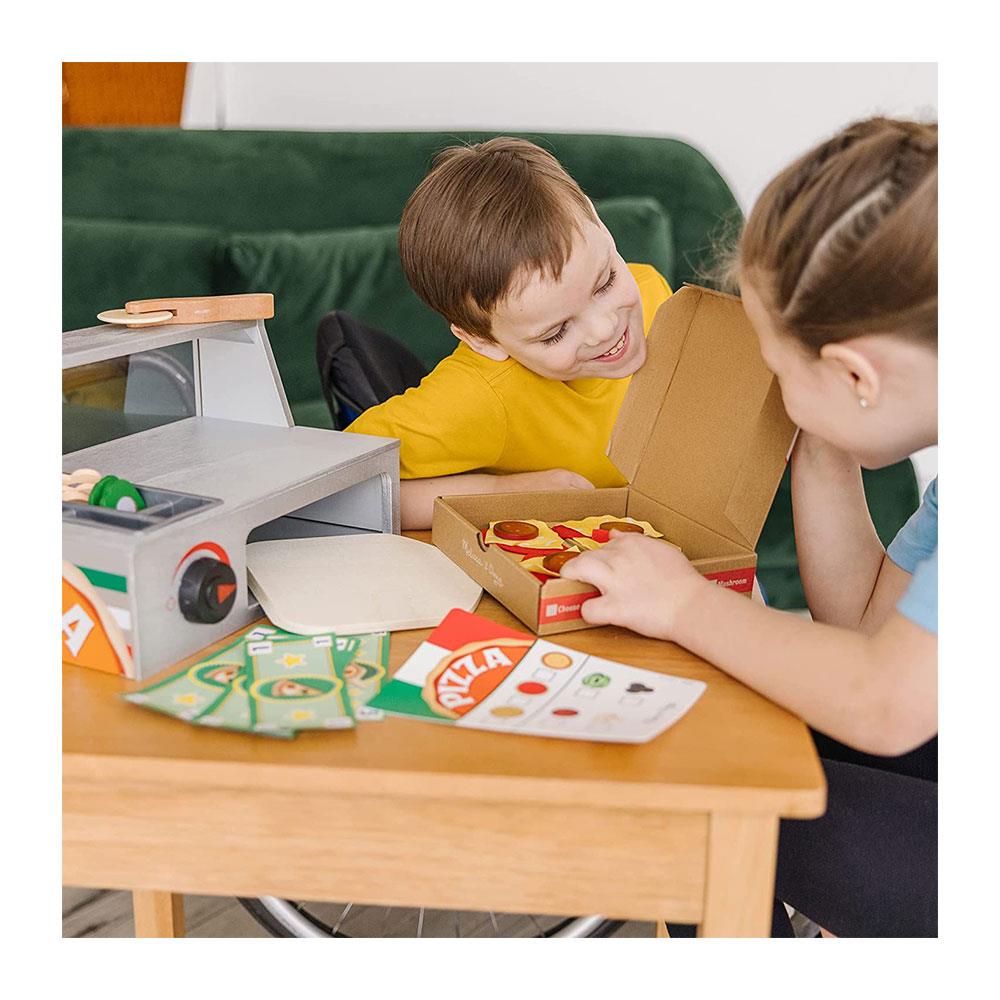 Melissa & Doug Top And Bake Pizza Counter Wooden Play Food Sets - Multicolor