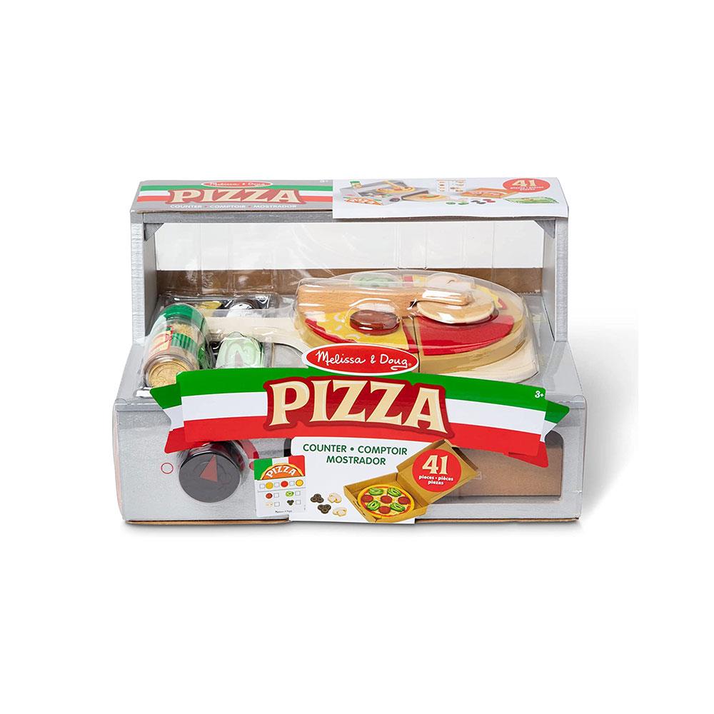 Melissa & Doug Top And Bake Pizza Counter Wooden Play Food Sets - Multicolor