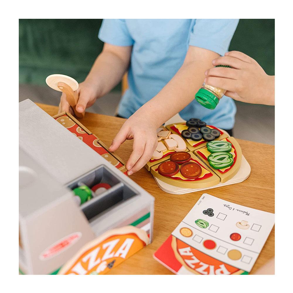 Melissa & Doug Top And Bake Pizza Counter Wooden Play Food Sets - Multicolor