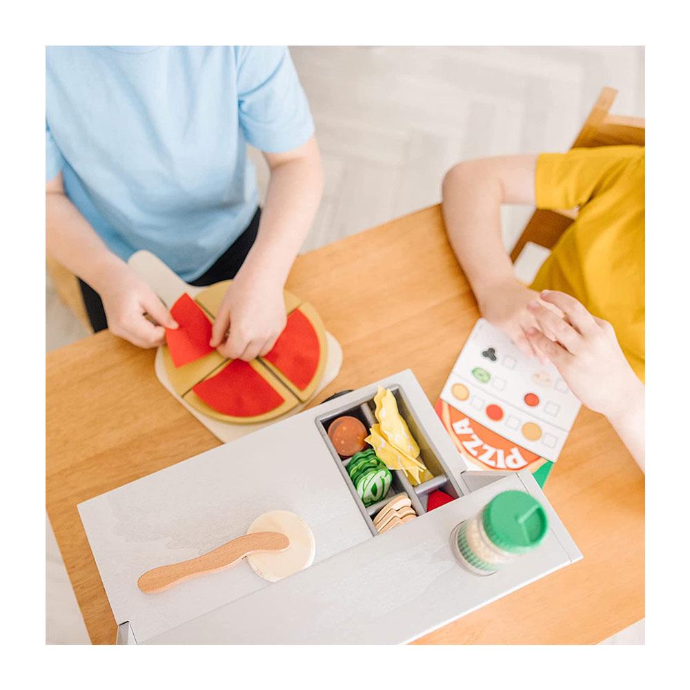 Melissa & Doug Top And Bake Pizza Counter Wooden Play Food Sets - Multicolor