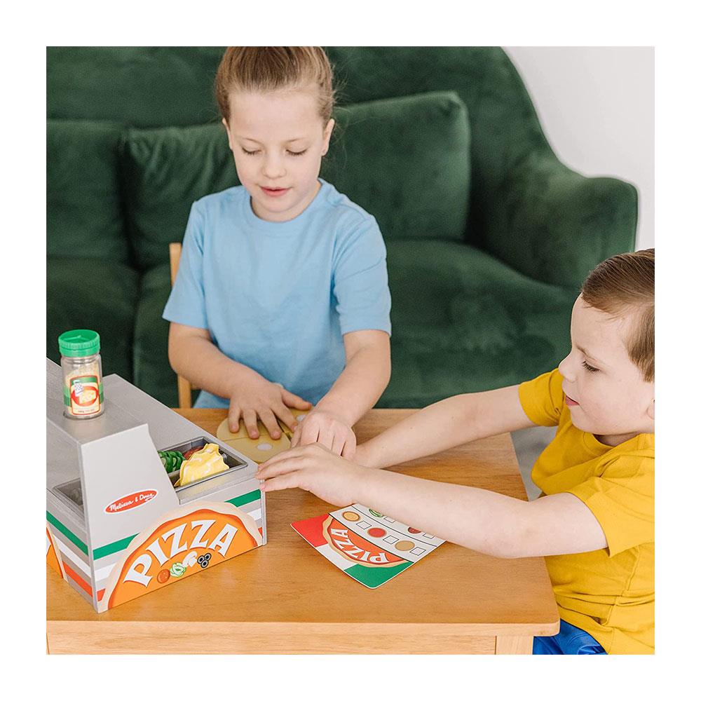 Melissa & Doug Top And Bake Pizza Counter Wooden Play Food Sets - Multicolor