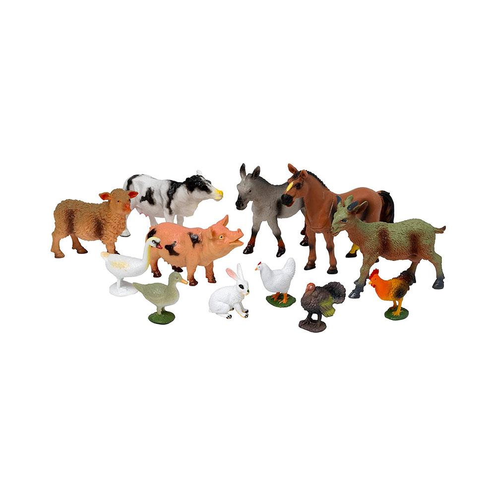 Peterkin My Farm 12 Piece Farm Animal Set 6 Small And 6 Large Animals Figures Toys - Multicolour