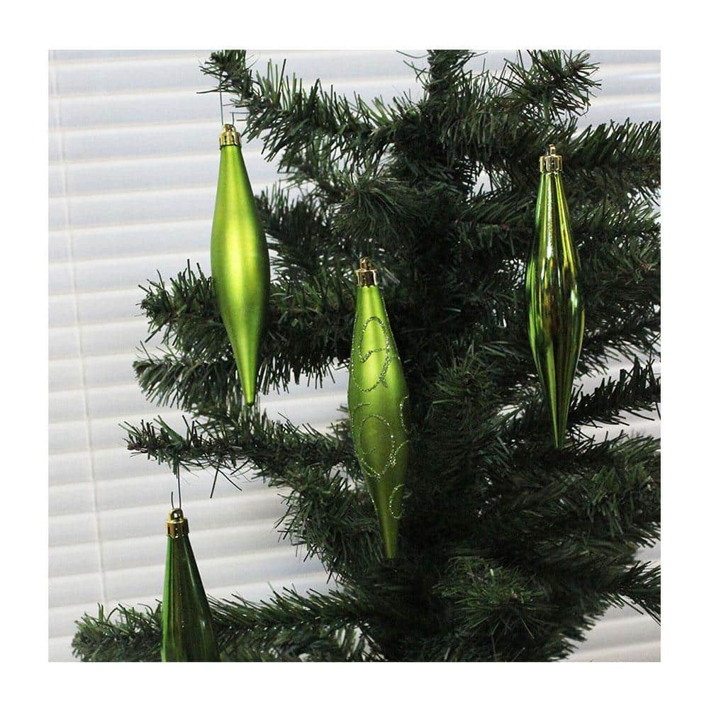 Premier Christmas Tree Decoration Multi Finish Drops Tree Baubles 6 x 150mm - Green