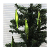 Premier Christmas Tree Decoration Multi Finish Drops Tree Baubles 6 x 150mm - Green