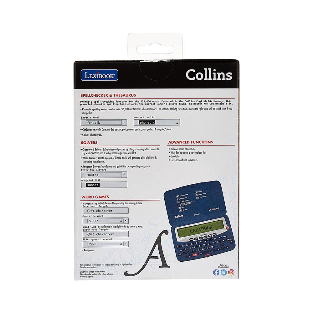 Lexibook Collins Electronic Spellchecker And Thesaurus Crossword Conjugation Anagram Solver Words Games - Blue