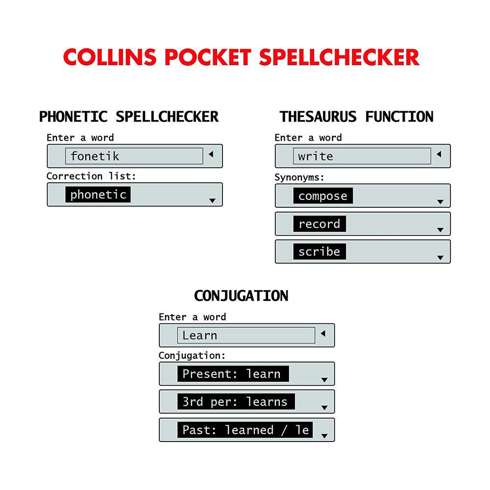 Lexibook Collins Electronic Spellchecker And Thesaurus Crossword Conjugation Anagram Solver Words Games - Blue