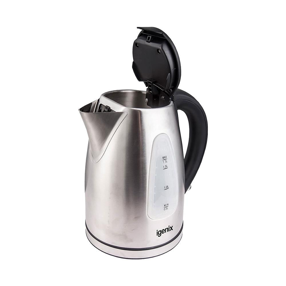 Igenix Cordless Electric Jug Kettle Brushed Stainless Steel 3000 W 1.7 Litre - Silver