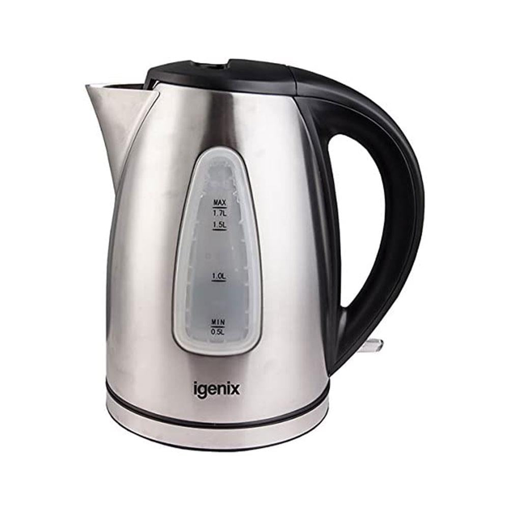 Igenix Cordless Electric Jug Kettle Brushed Stainless Steel 3000 W 1.7 Litre - Silver