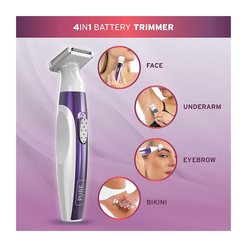 Wahl Pure Radiance Womens Face And Body Hair Remover 4 In 1 Facial Hair Bikini Underarms Legs Trimmer - Purple