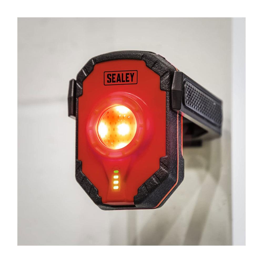 Sealey LED Rechargeable Worklight 15W COB 1000 Lumens - Black/Red