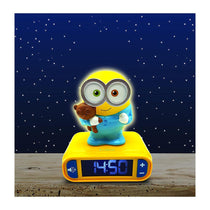 Lexibook Despicable Me Minions Childrens Clock With Night Light - Yellow/Blue