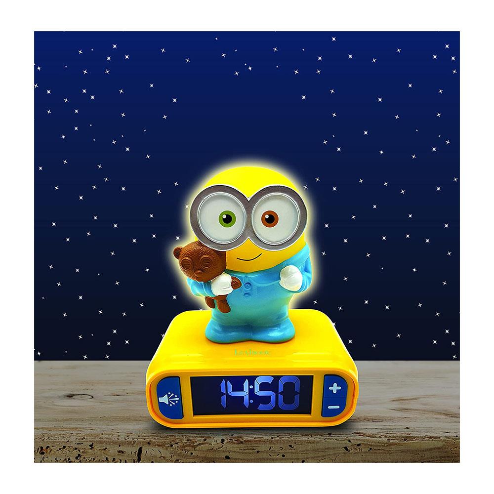Lexibook Despicable Me Minions Childrens Clock With Night Light - Yellow/Blue