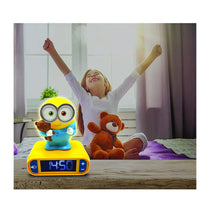 Lexibook Despicable Me Minions Childrens Clock With Night Light - Yellow/Blue