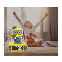 Lexibook Despicable Me Minions Childrens Clock With Night Light - Yellow/Blue
