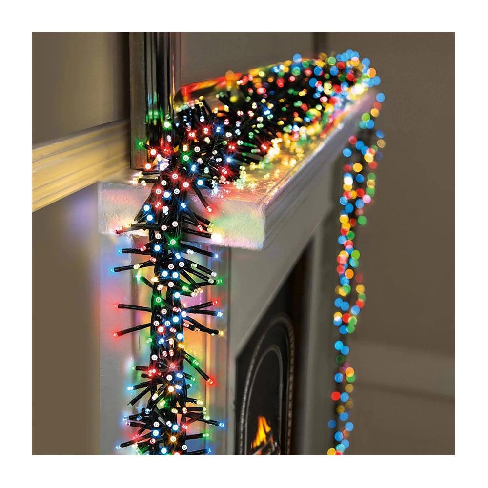 Premier Christmas 720 LED Cluster Lights Multicolour Multi Action Timer Indoor Outdoor LED Lighting Set