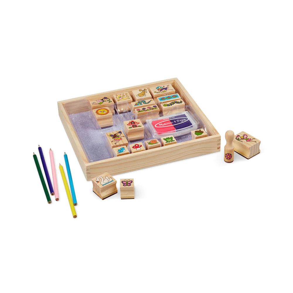 Melissa & Doug Stamp-A-Scene Fairy Garden Wooden Stamp Toys Set - Multicolour