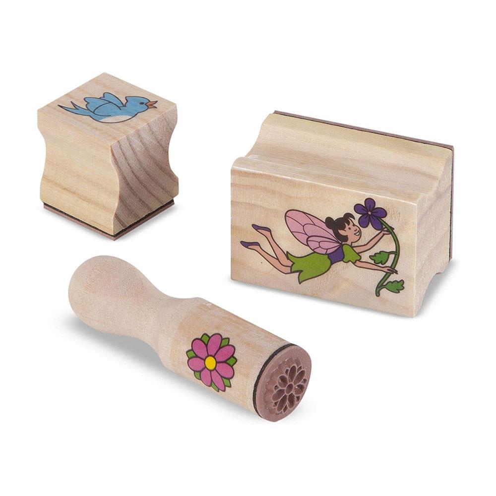 Melissa & Doug Stamp-A-Scene Fairy Garden Wooden Stamp Toys Set - Multicolour