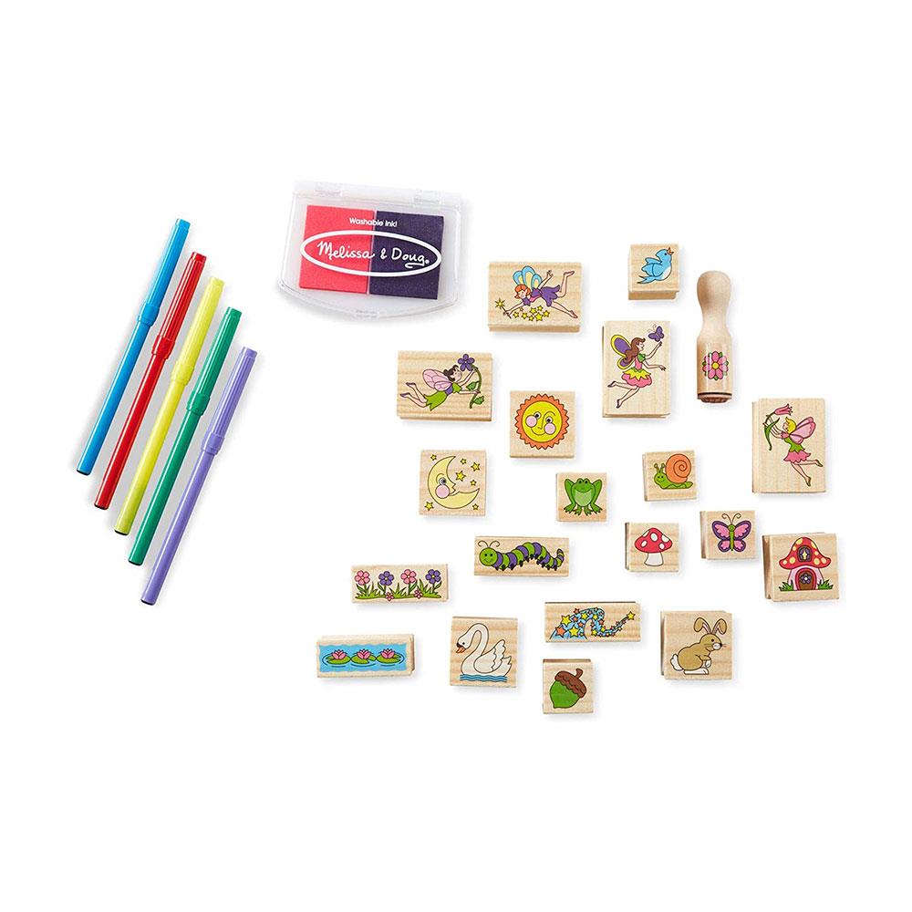 Melissa & Doug Stamp-A-Scene Fairy Garden Wooden Stamp Toys Set - Multicolour