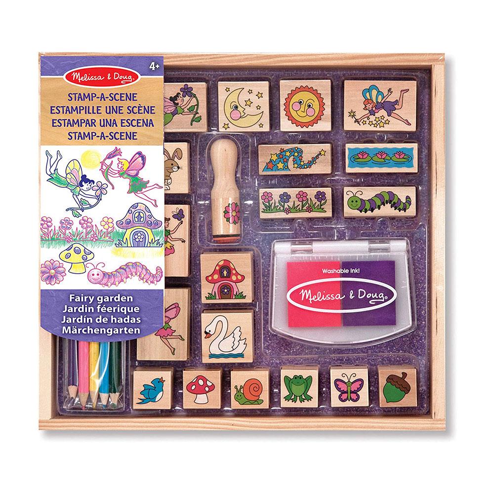 Melissa & Doug Stamp-A-Scene Fairy Garden Wooden Stamp Toys Set - Multicolour
