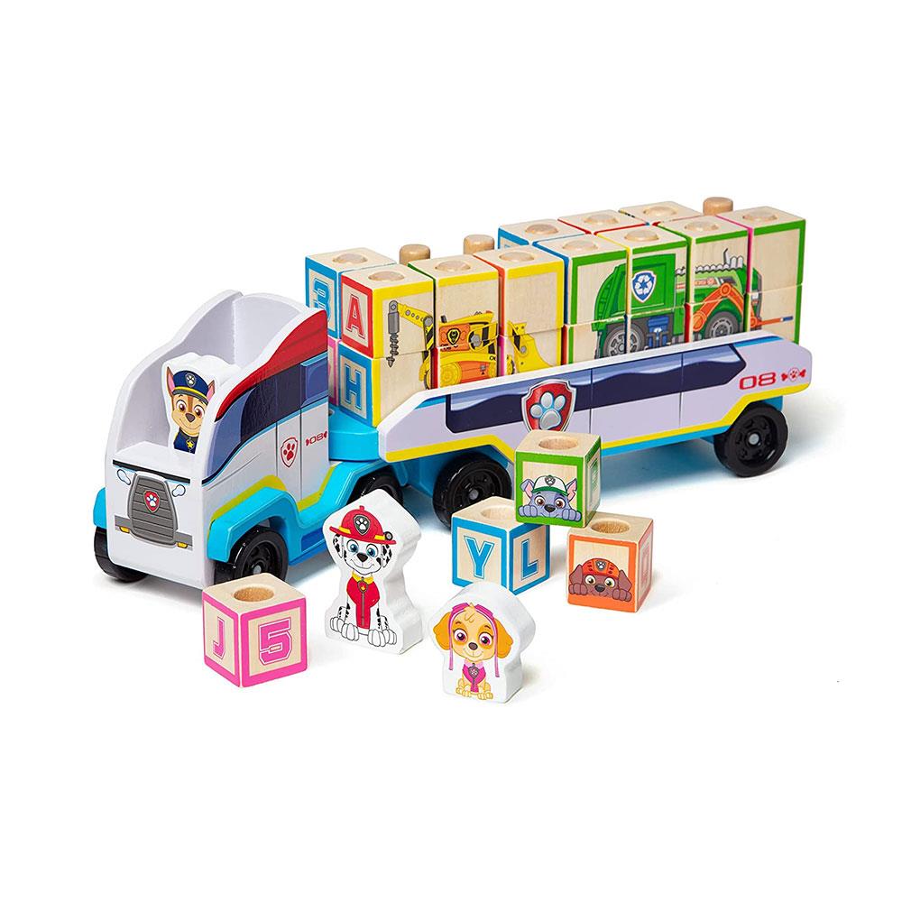 Melissa & Doug PAW Patrol Wooden ABC Block Truck Toy with Alphabet & Number Blocks Multicolour