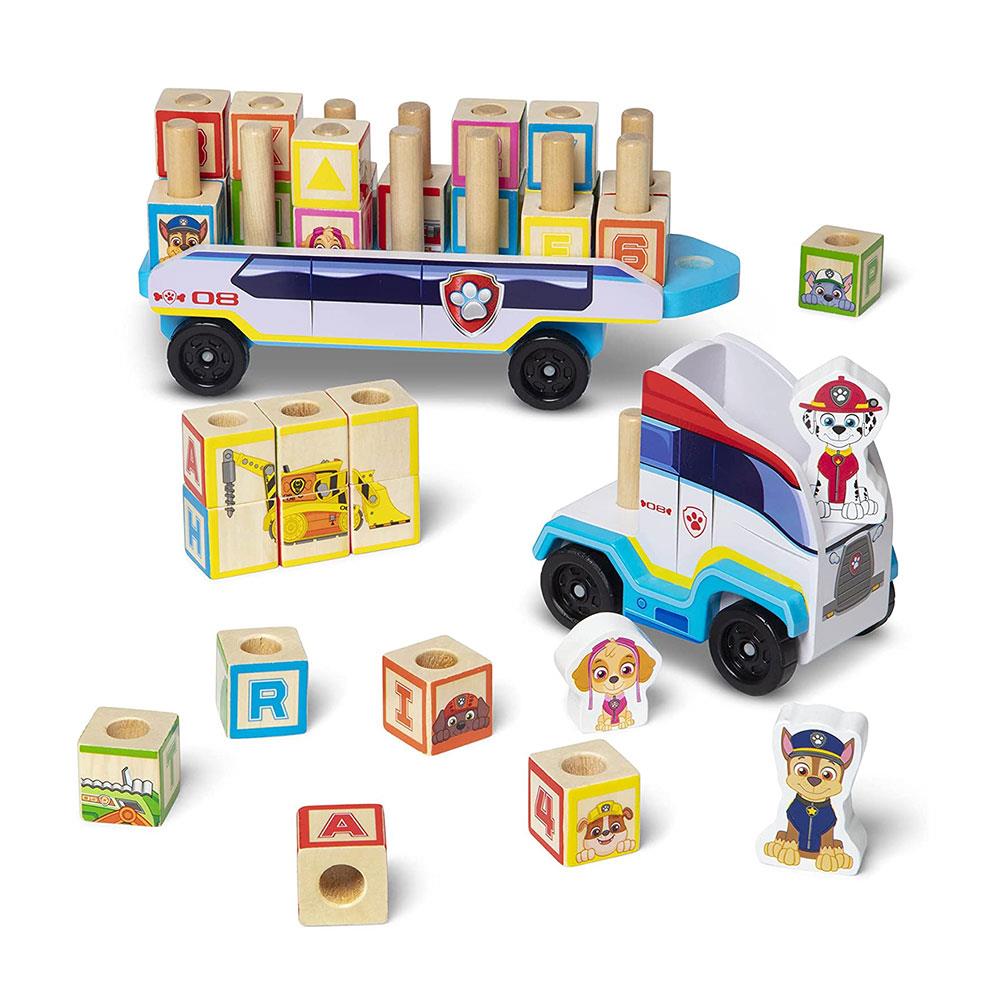 Melissa & Doug PAW Patrol Wooden ABC Block Truck Toy with Alphabet & Number Blocks Multicolour