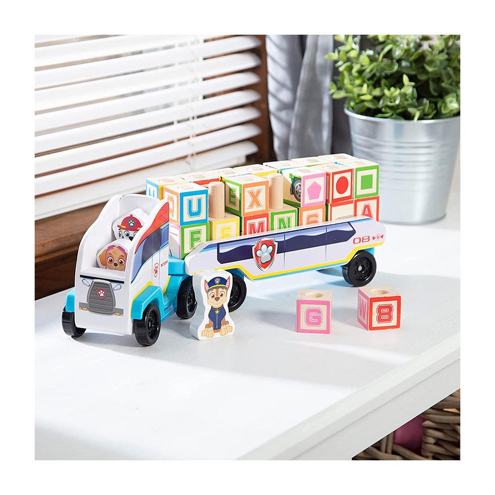 Melissa & Doug PAW Patrol Wooden ABC Block Truck Toy with Alphabet & Number Blocks Multicolour