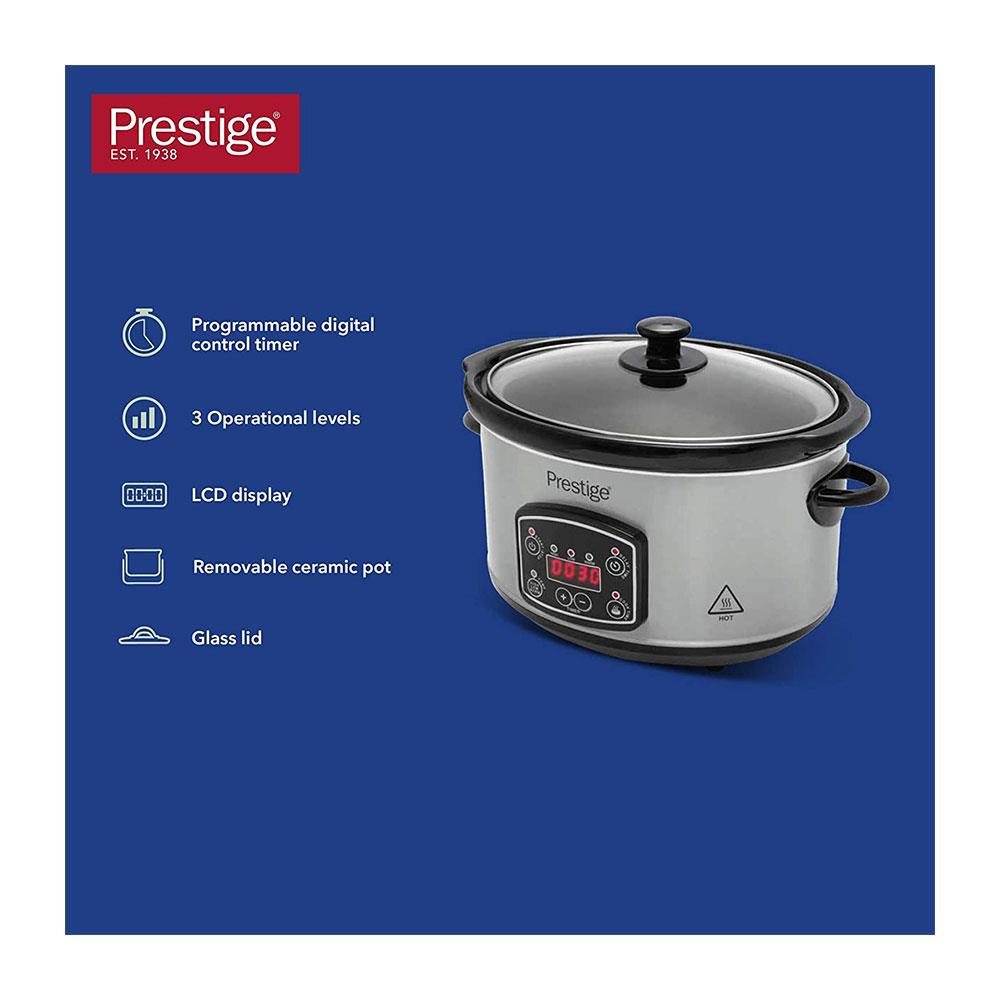 Prestige Digital Slow Cooker 5.6L Stainless Steel 300W Ceramic Pot