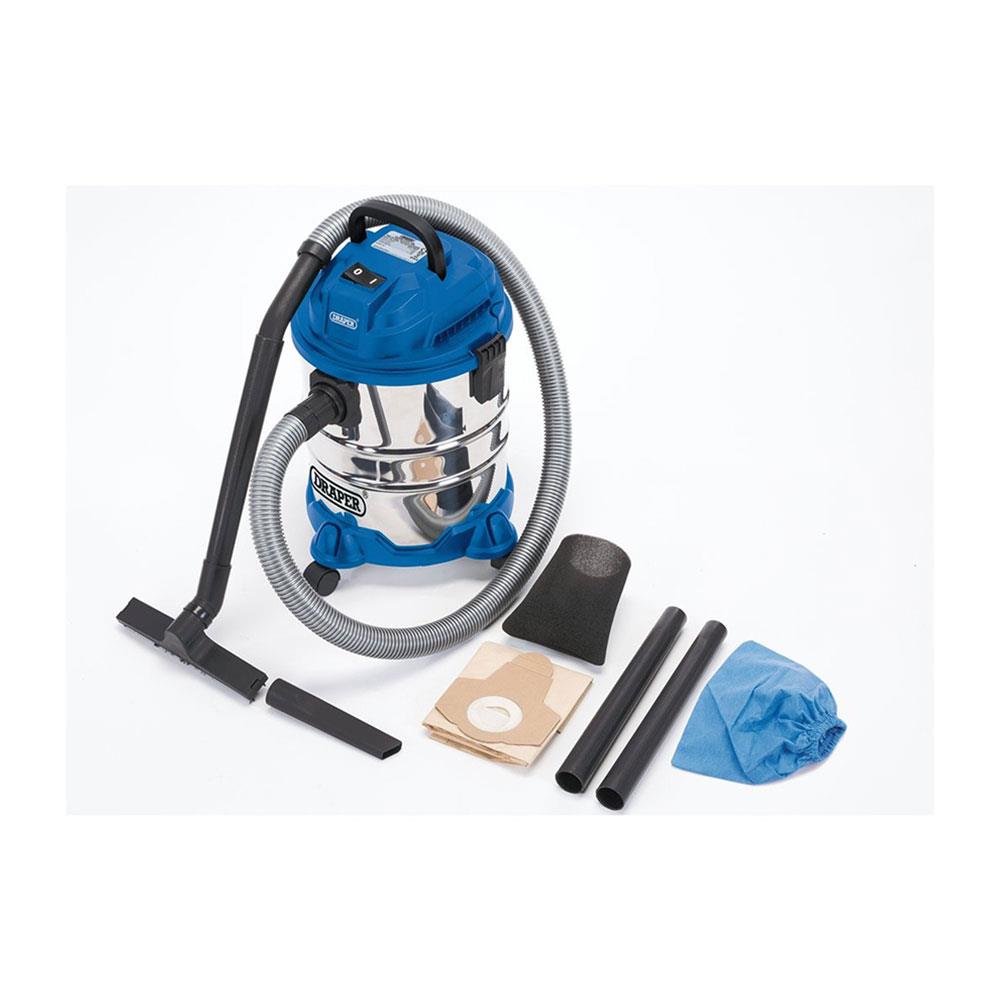 Draper Wet And Dry Vacuum Cleaner With 20 Litre Stainless Steel Tank And Accessories 1250W - Blue Secondary image