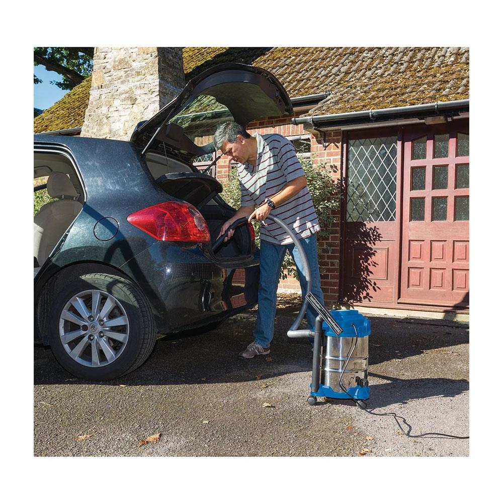 Draper Wet And Dry Vacuum Cleaner With 20 Litre Stainless Steel Tank And Accessories 1250W - Blue