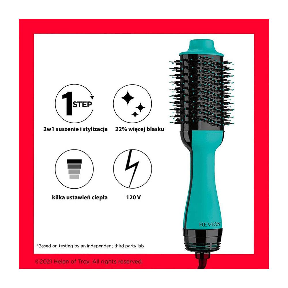 Revlon One-Step Hair Dryer and Volumiser Brush – New Teal Edition Ionic Hot Air Styling Tool EU Plug