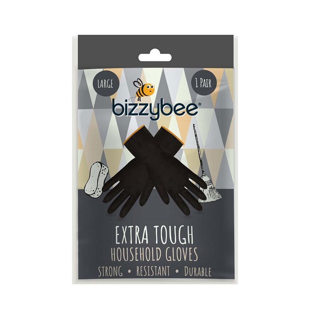 BizzyBee Extra Tough Gloves Household Cleaning Strong Resistant Durable 1 Pair Large