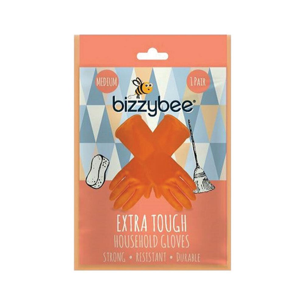 BizzyBee Extra Tough Household Cleaning Gloves Strong Resistant Durable 1 Pair - Medium