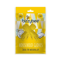 BizzyBee Household Washing Up Cleaning Gloves Soft Cotton Lining 1 Pair - Large
