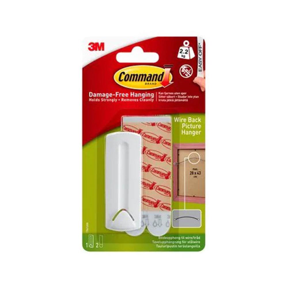 3M Command Wire Back Picture Hanger Large White 2.2kg Holding Power 17041 Main image