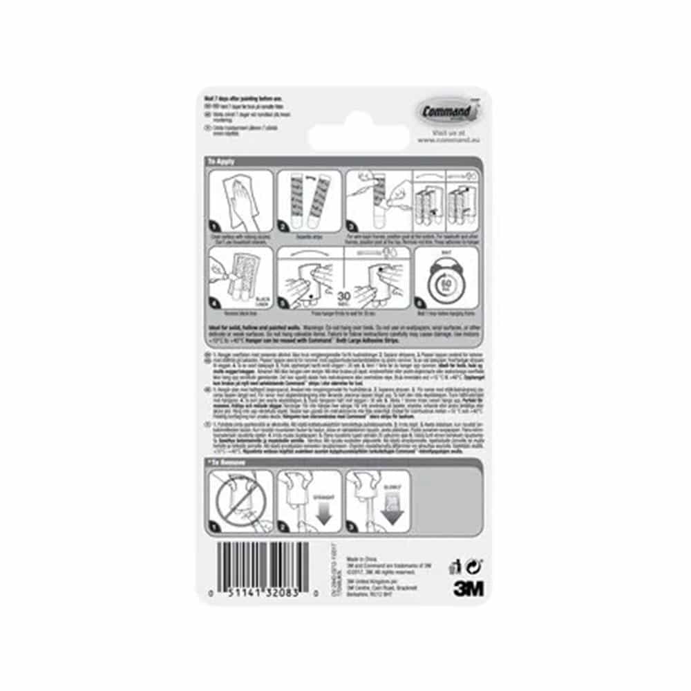 3M Command Universal Sticky Nail Picture Hanger Jumbo 1 Hanger And 4 Large Strips 3.6kg Holding Power - Silver