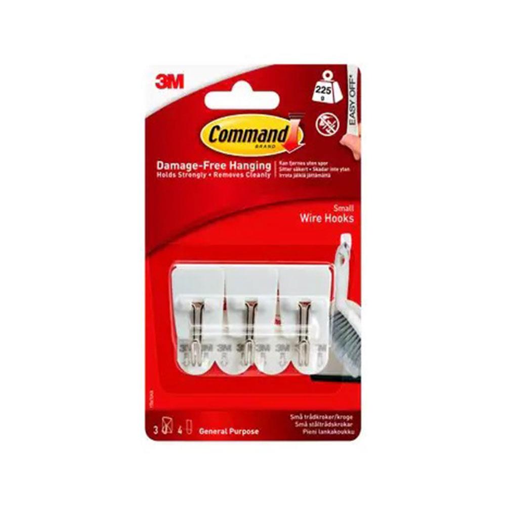 Command Wire Hooks Small 3M Damage-Free Hanging Hooks 225g White