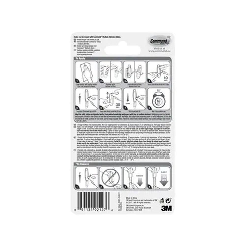 3M Command Medium Wire Hooks 1.3kg White 2 Hooks 4 Strips
