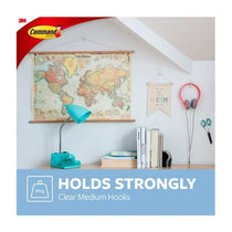 3M Command Hooks Clear Medium 2 Hooks 4 Strips 900g Holding Power 17091CLR