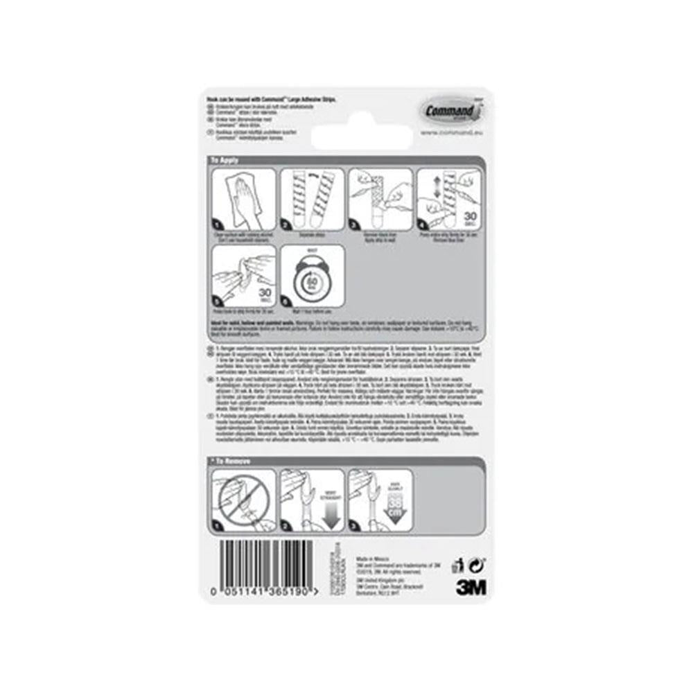 3M Command Clear Wall Hook 1.8kg with Adhesive Strips Large Transparent 17093CLR